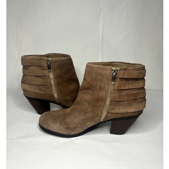 Sam Edelman Women's Lucca Suede Ankle Booties in Tan Beige - Picture 2 of 11